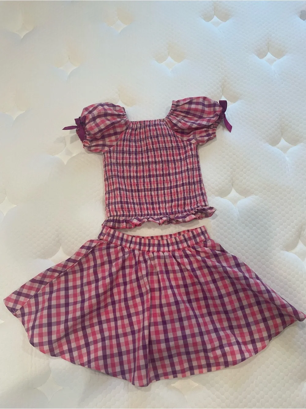 Girls Pink & Purple Plaid Two-Piece Set